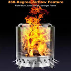 Tabletop Smokeless Fire Pit Portable Stainless Steel Wood Pellet Outdoor Patio Bonfire with Carry Bag - GiftMira