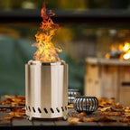 Tabletop Smokeless Fire Pit Portable Stainless Steel Wood Pellet Outdoor Patio Bonfire with Carry Bag - GiftMira