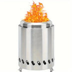 Tabletop Smokeless Fire Pit Portable Stainless Steel Wood Pellet Outdoor Patio Bonfire with Carry Bag - GiftMira