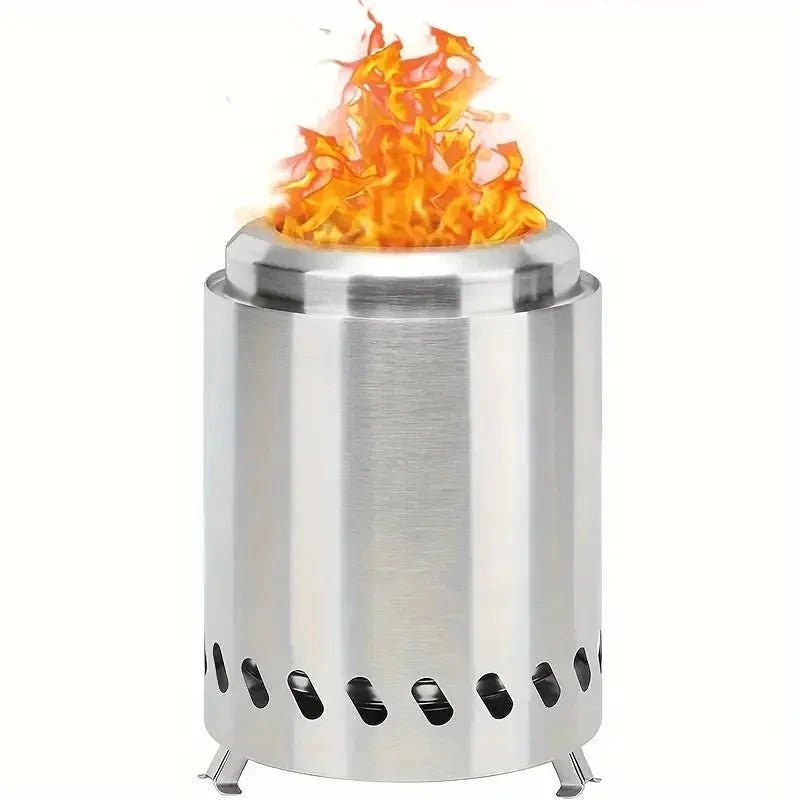 Tabletop Smokeless Fire Pit Portable Stainless Steel Wood Pellet Outdoor Patio Bonfire with Carry Bag - GiftMira