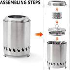 Tabletop Smokeless Fire Pit Portable Stainless Steel Wood Pellet Outdoor Patio Bonfire with Carry Bag - GiftMira