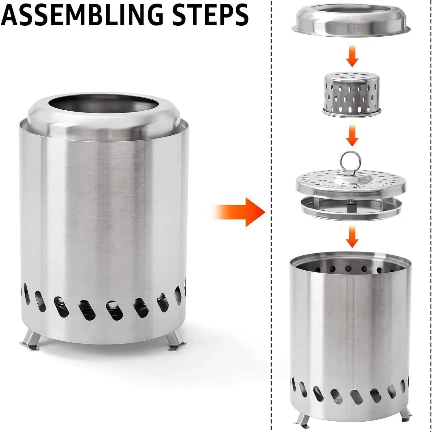Tabletop Smokeless Fire Pit Portable Stainless Steel Wood Pellet Outdoor Patio Bonfire with Carry Bag - GiftMira