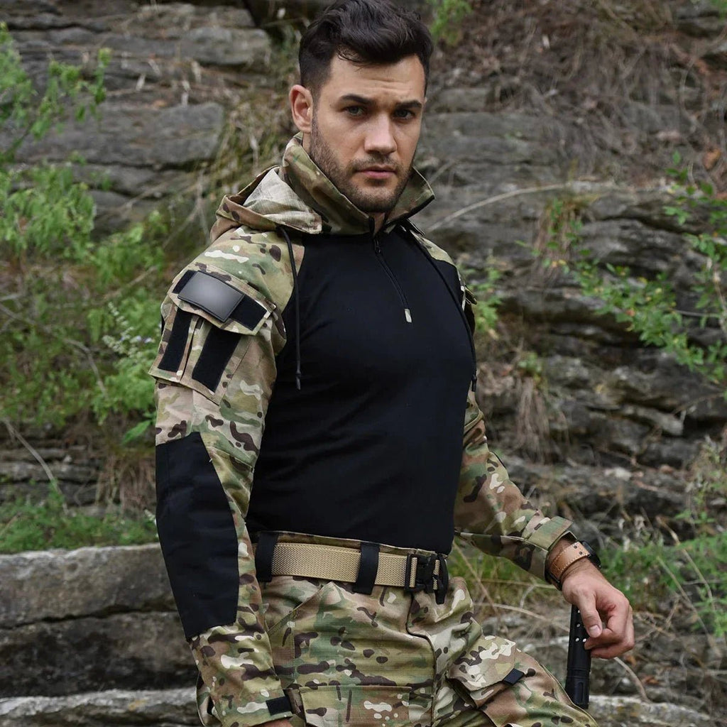 Tactical Camouflage Combat T-Shirt - Wear - Resistant Airsoft & Hunting Apparel - GiftMira