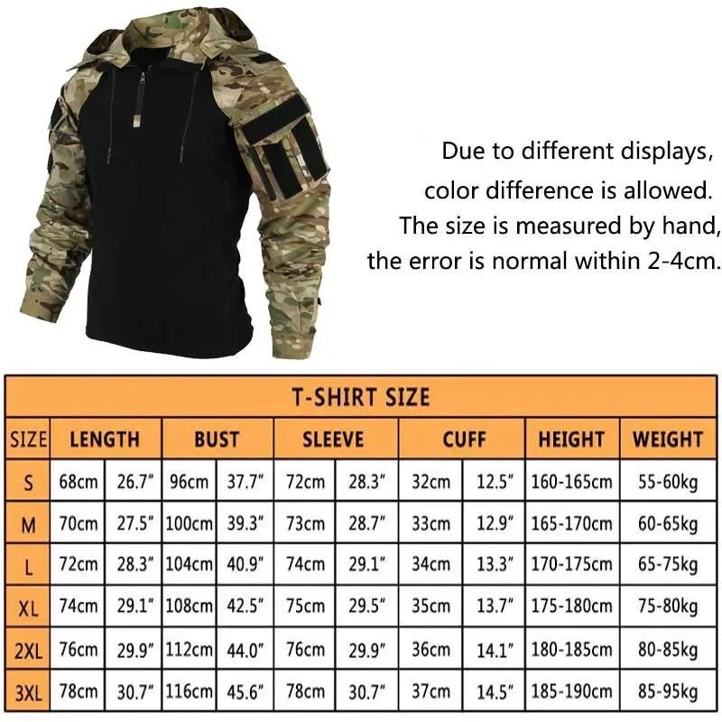 Tactical Camouflage Combat T-Shirt - Wear - Resistant Airsoft & Hunting Apparel - GiftMira