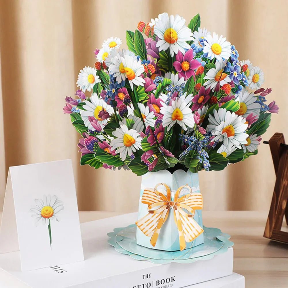 Thoughtful 3D Pop - Up Flower Bouquet Card - Forever Floral Greeting Set - GiftMira