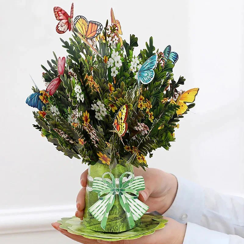 Thoughtful 3D Pop - Up Flower Bouquet Card - Forever Floral Greeting Set - GiftMira