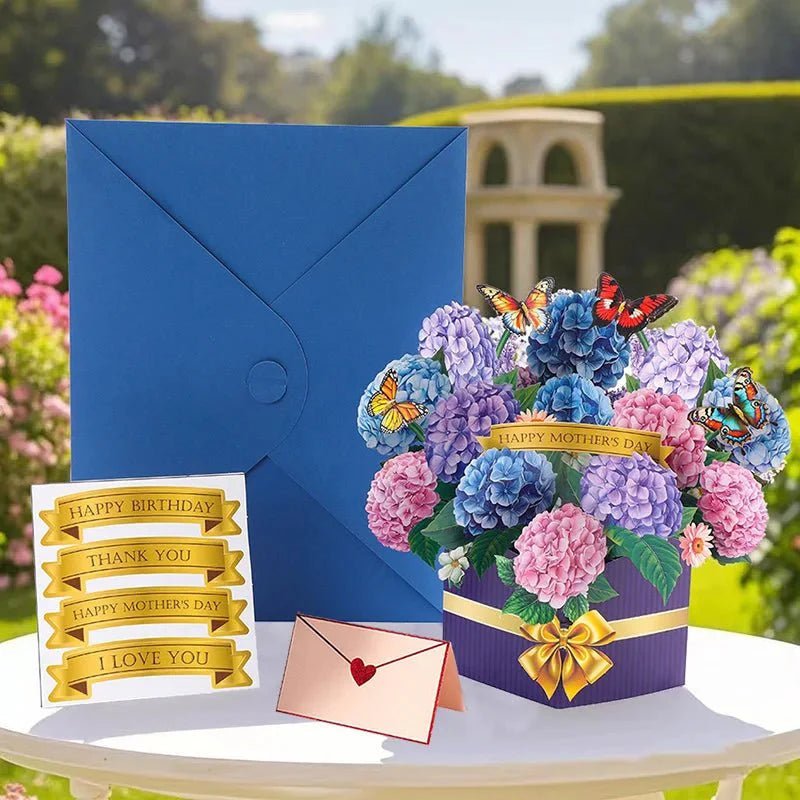 Thoughtful 3D Pop - Up Flower Bouquet Card - Forever Floral Greeting Set - GiftMira