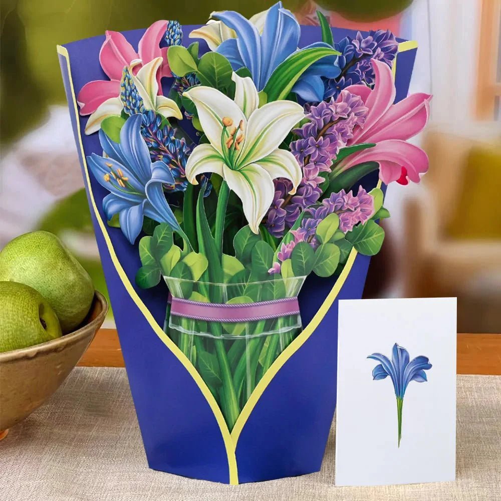 Thoughtful 3D Pop - Up Flower Bouquet Card - Forever Floral Greeting Set - GiftMira