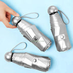 Titanium Silver 8 Ribs Pocket Mini Umbrella: Anti - UV Sun Umbrella, UPF Protection - GiftMira