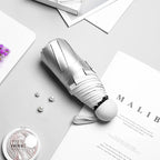 Titanium Silver 8 Ribs Pocket Mini Umbrella: Anti - UV Sun Umbrella, UPF Protection - GiftMira
