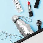 Titanium Silver 8 Ribs Pocket Mini Umbrella: Anti - UV Sun Umbrella, UPF Protection - GiftMira