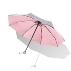 Titanium Silver 8 Ribs Pocket Mini Umbrella: Anti - UV Sun Umbrella, UPF Protection - GiftMira