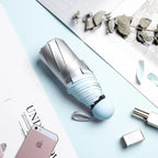 Titanium Silver 8 Ribs Pocket Mini Umbrella: Anti - UV Sun Umbrella, UPF Protection - GiftMira
