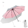 Titanium Silver 8 Ribs Pocket Mini Umbrella: Anti - UV Sun Umbrella, UPF Protection - GiftMira
