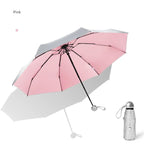 Titanium Silver 8 Ribs Pocket Mini Umbrella: Anti - UV Sun Umbrella, UPF Protection - GiftMira