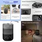 Top - Fill Humidifier 2.5L 360° Nozzle Auto Shut - Off Quiet Cool Mist Baby Bedroom Plants Black - GiftMira