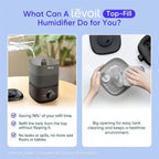 Top - Fill Humidifier 2.5L 360° Nozzle Auto Shut - Off Quiet Cool Mist Baby Bedroom Plants Black - GiftMira