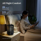 Top - Fill Humidifier 2.5L 360° Nozzle Auto Shut - Off Quiet Cool Mist Baby Bedroom Plants Black - GiftMira