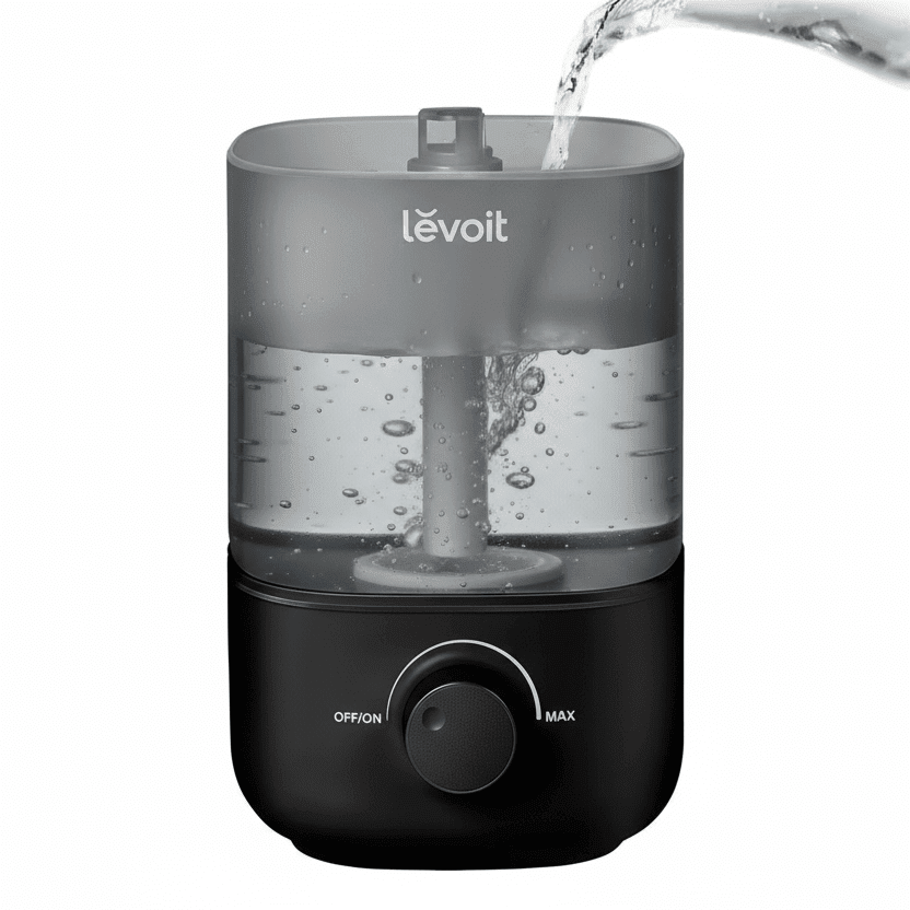 Top - Fill Humidifier 2.5L 360° Nozzle Auto Shut - Off Quiet Cool Mist Baby Bedroom Plants Black - GiftMira