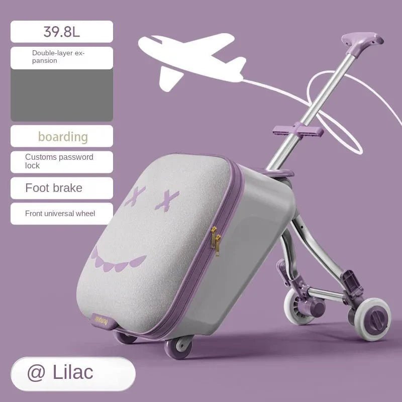 TravelTrek: Foldable Ride - On Trolley Luggage with Brake Wheels for Kids - GiftMira