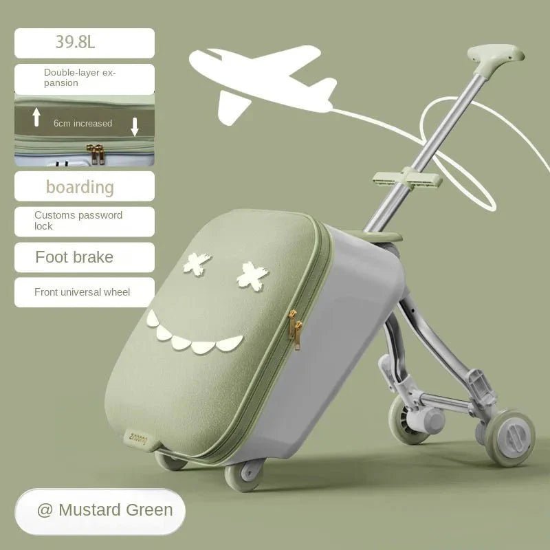 TravelTrek: Foldable Ride - On Trolley Luggage with Brake Wheels for Kids - GiftMira