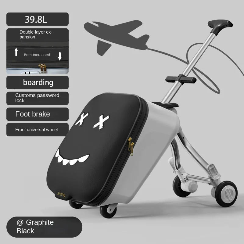 TravelTrek: Foldable Ride - On Trolley Luggage with Brake Wheels for Kids - GiftMira