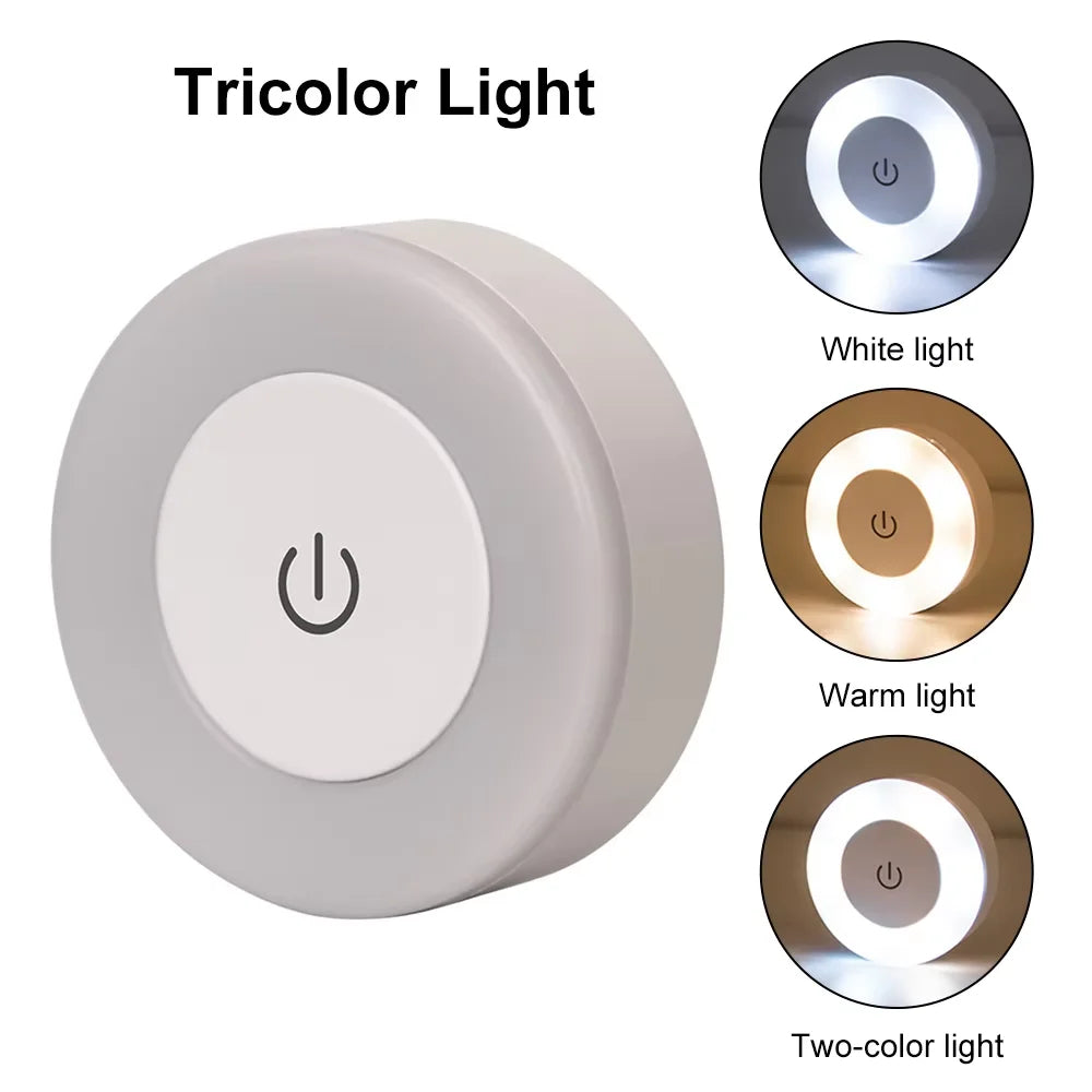 Rechargeable Touch Night Light Set of 3 - Magnetic Dimmable Puck Lamps