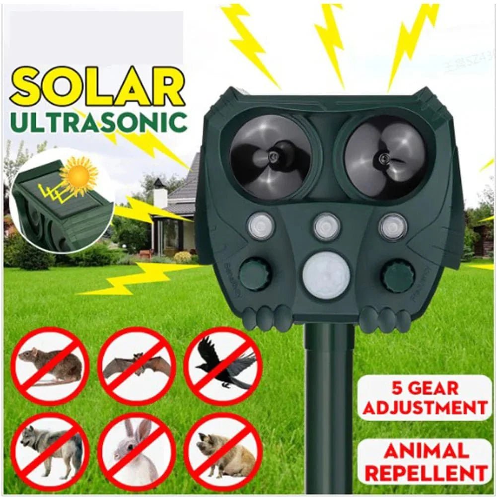 Ultrasonic Animal Solar Powered Pest Motion Activated Repeller - GiftMira