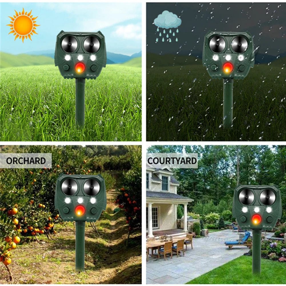 Ultrasonic Animal Solar Powered Pest Motion Activated Repeller - GiftMira