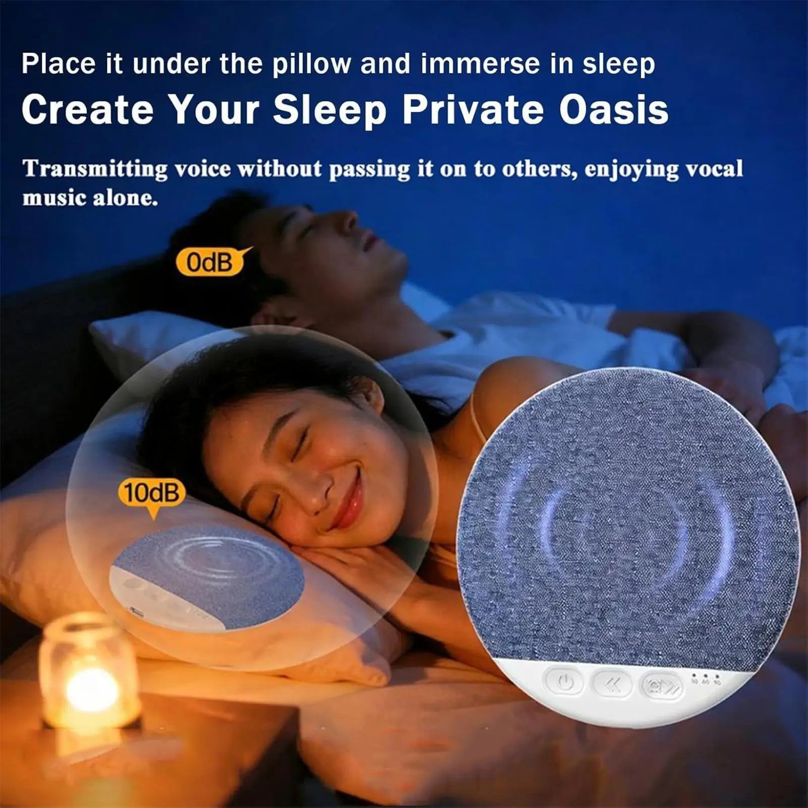 Under Pillow Bluetooth Speaker – Sleep Headphones, Bone Conduction White Noise Machine, Auto - Off Timer, USB - C - GiftMira