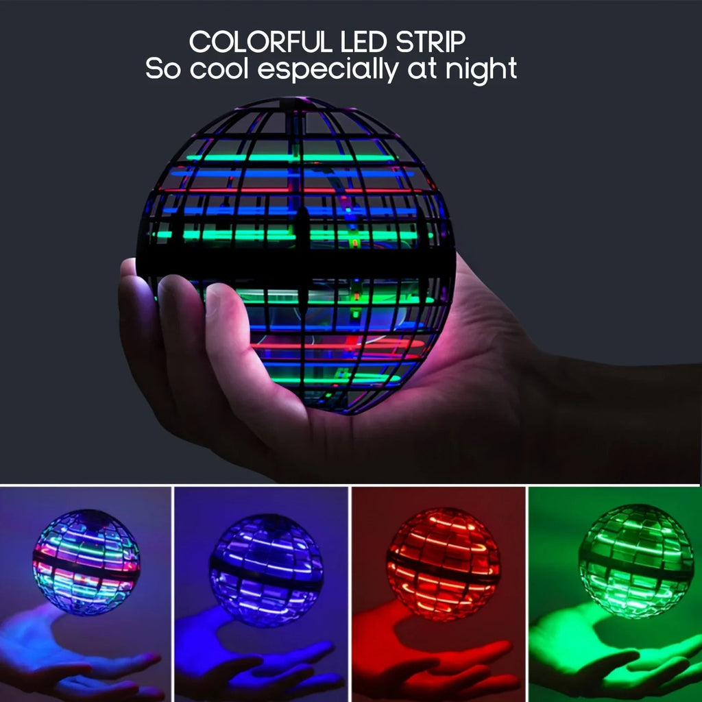 USB Rechargeable Flying Hover Ball Toy with RGB Lights, Hand - Controlled Floating Spinner Drone Ball for Kids Gift - GiftMira
