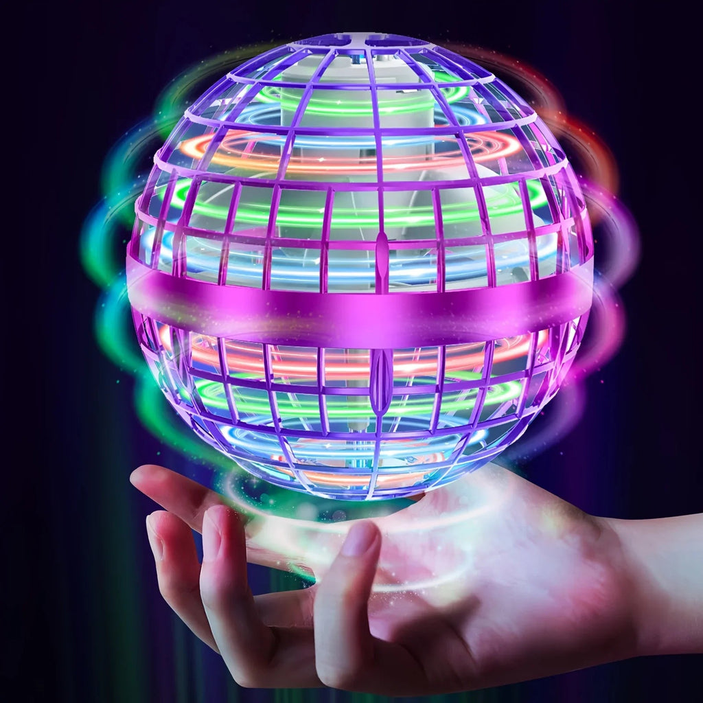 USB Rechargeable Flying Hover Ball Toy with RGB Lights, Hand - Controlled Floating Spinner Drone Ball for Kids Gift - GiftMira