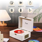 Vintage Leather CD Player Two - Way Bluetooth 5.0 6 - in - 1 USB Lossless Rechargeable Retro Suitcase Gift - GiftMira
