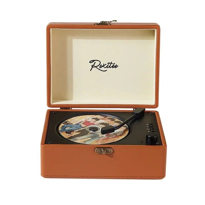 Vintage Leather CD Player Two - Way Bluetooth 5.0 6 - in - 1 USB Lossless Rechargeable Retro Suitcase Gift - GiftMira