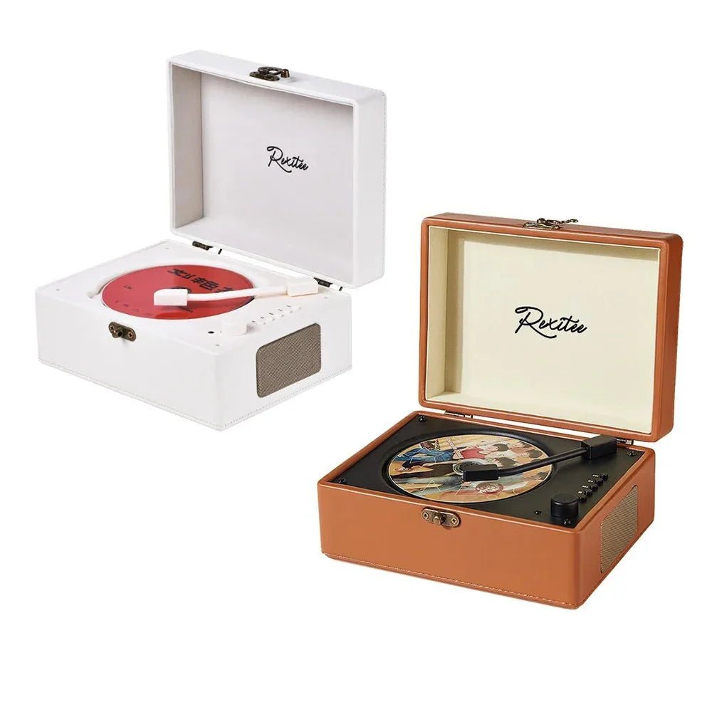 Vintage Leather CD Player Two - Way Bluetooth 5.0 6 - in - 1 USB Lossless Rechargeable Retro Suitcase Gift - GiftMira