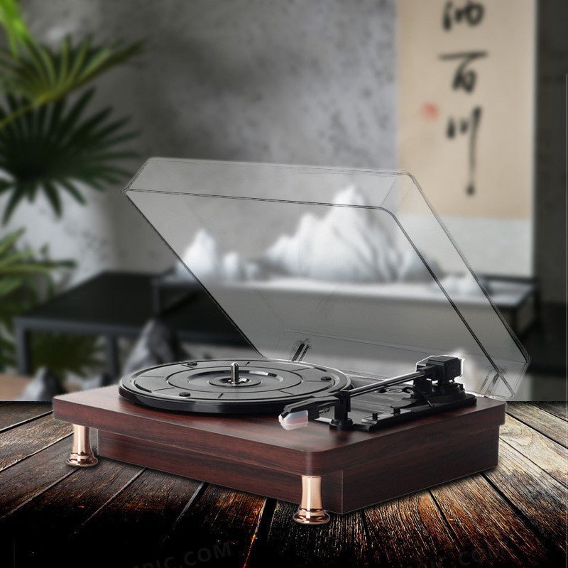 Vinyl Record Player Bluetooth Turntable Built - in Stereo Speakers 3 - Speed Belt Drive Wood - GiftMira