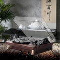 Vinyl Record Player Bluetooth Turntable Built - in Stereo Speakers 3 - Speed Belt Drive Wood - GiftMira