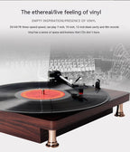 Vinyl Record Player Bluetooth Turntable Built - in Stereo Speakers 3 - Speed Belt Drive Wood - GiftMira