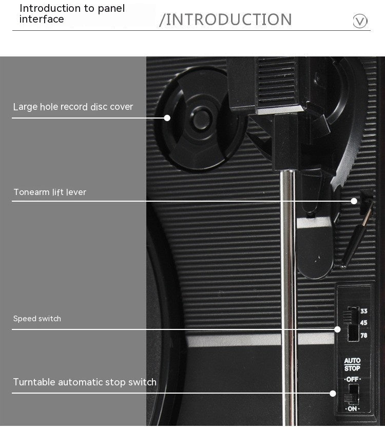 Vinyl Record Player Bluetooth Turntable Built - in Stereo Speakers 3 - Speed Belt Drive Wood - GiftMira