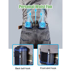 Wearable Waist Belt Fan Rechargeable 10000mAh, Portable Clip - On Cooling Fan 16000RPM 25H Outdoor Camping - GiftMira