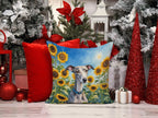 Whippet in Sunflowers Throw Pillow - GiftMira