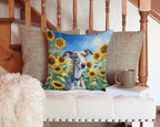 Whippet in Sunflowers Throw Pillow - GiftMira
