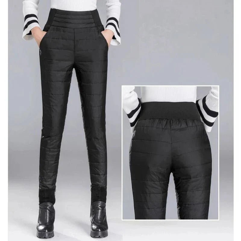 Winter Down Cotton Pencil Pants | Windproof High - Waist Warm Slim Trousers - GiftMira