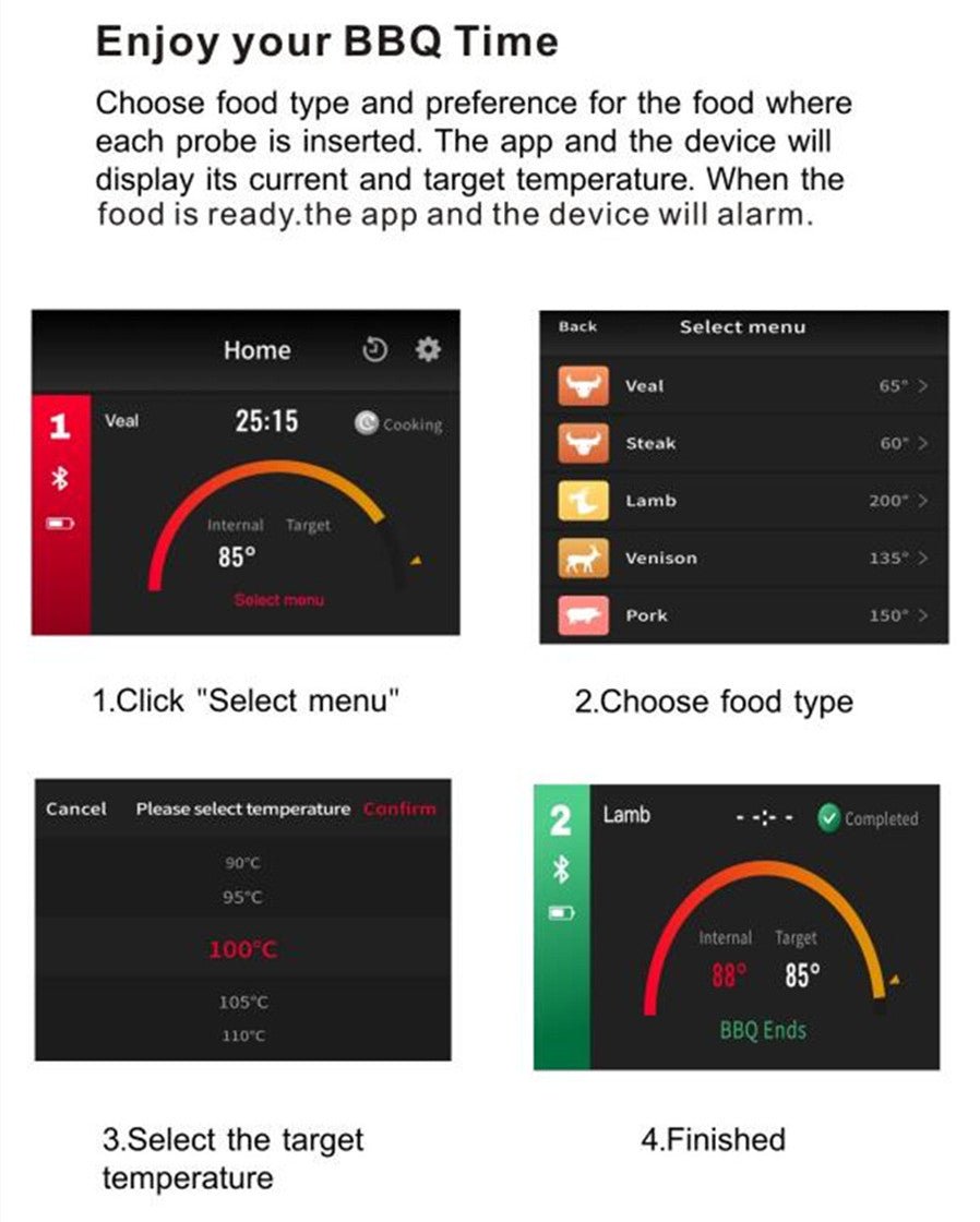 Wireless Bluetooth Meat Thermometer — Smart BBQ Probe for Grill, Smoker & Oven - GiftMira