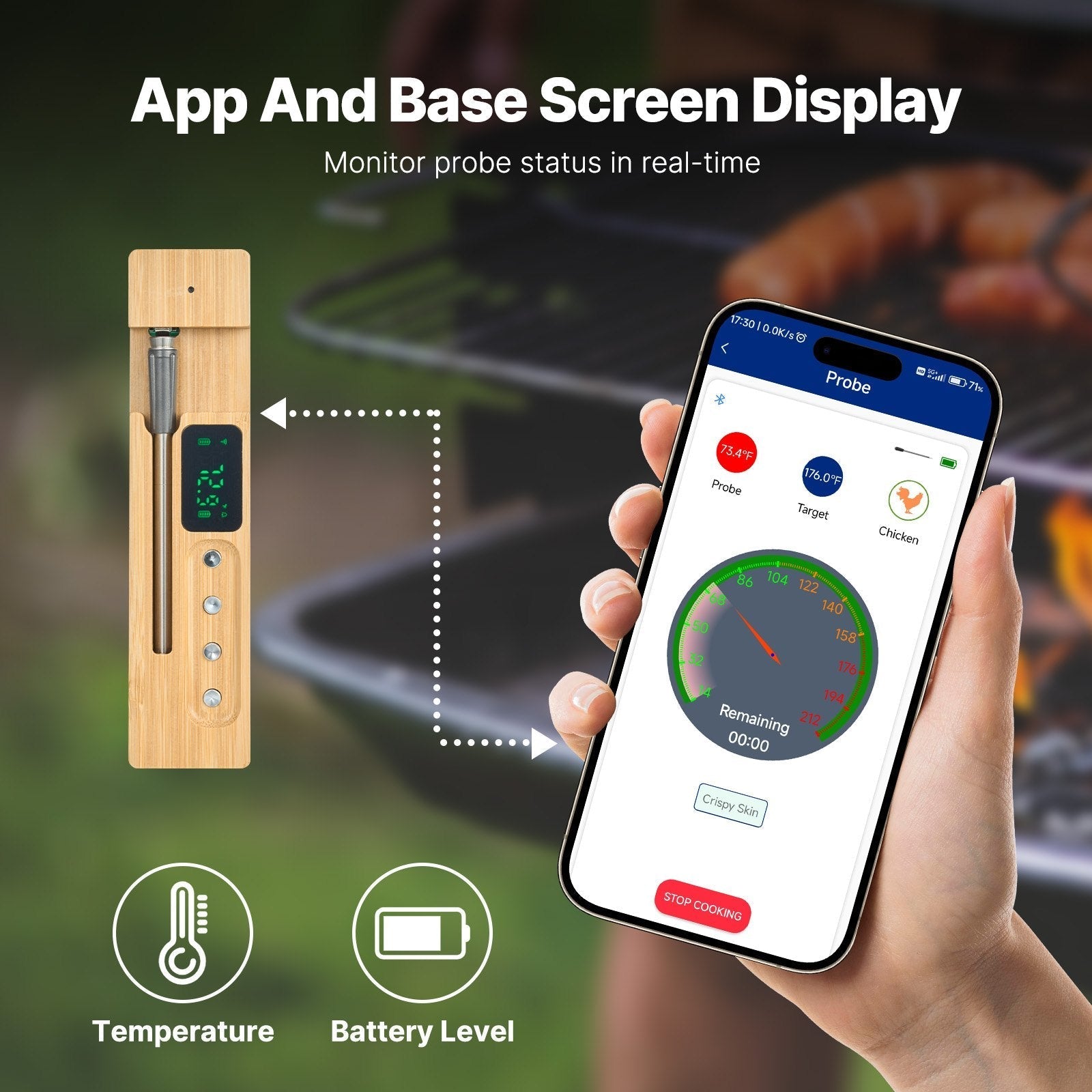 Wireless Smart Meat Thermometer — 500ft Bluetooth BBQ Probe for Grill, Smoker & Oven - GiftMira