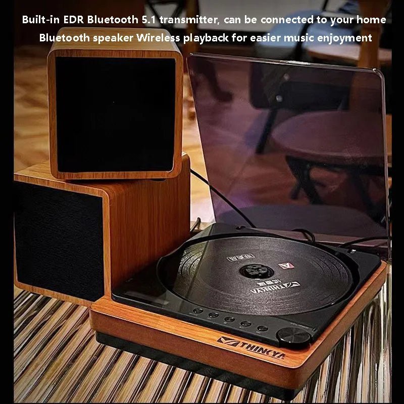 Wooden HiFi CD Player Bluetooth 5.1 SPDIF Optical USB Lossless Retro Desktop Audio No Speaker Remote - GiftMira