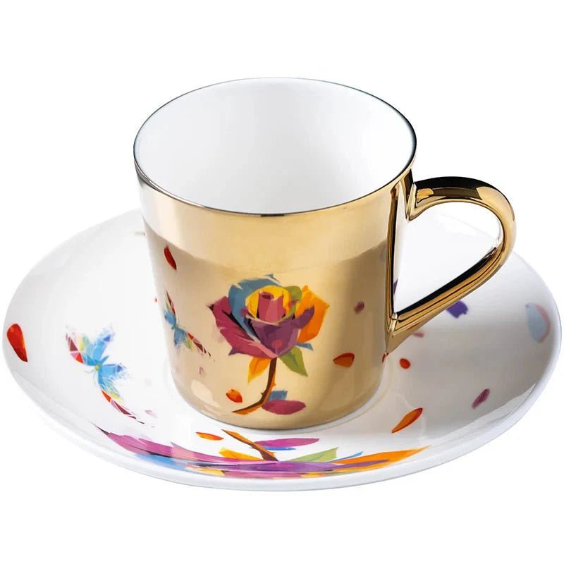 ZenSands Nordic Picasso Lion Mirror Cup Saucer Set Anamorphic Porcelain Illusion Coffee Cup Gift - GiftMira