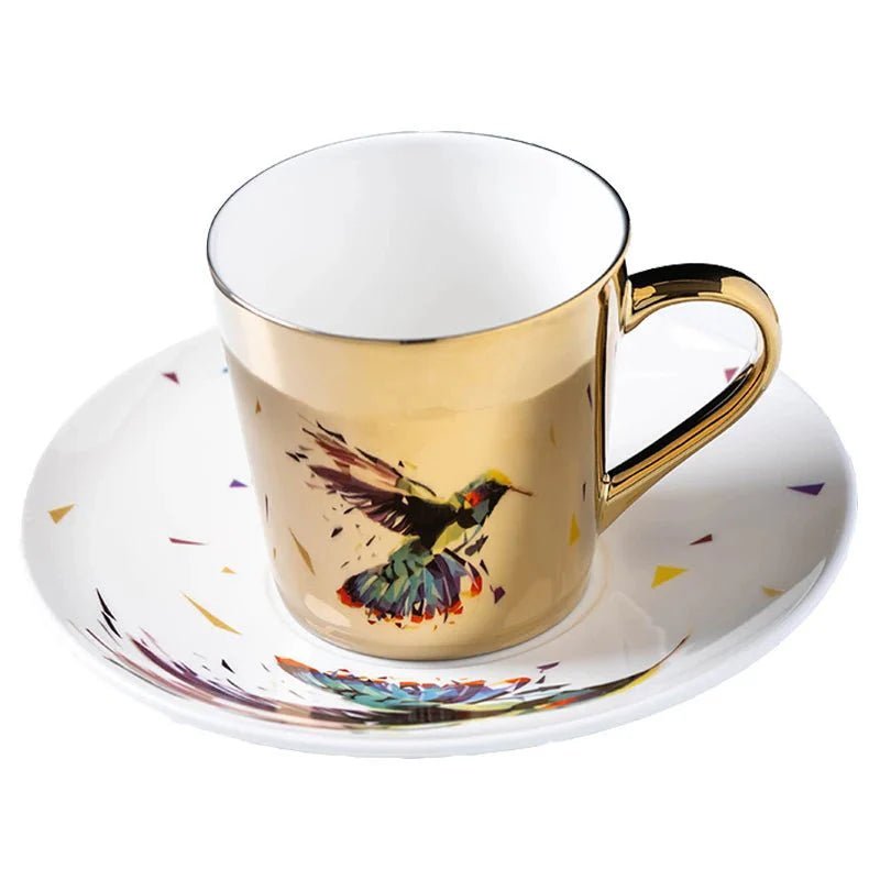 ZenSands Nordic Picasso Lion Mirror Cup Saucer Set Anamorphic Porcelain Illusion Coffee Cup Gift - GiftMira