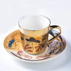 ZenSands Nordic Picasso Lion Mirror Cup Saucer Set Anamorphic Porcelain Illusion Coffee Cup Gift - GiftMira