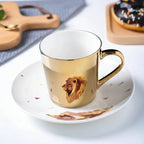 ZenSands Nordic Picasso Lion Mirror Cup Saucer Set Anamorphic Porcelain Illusion Coffee Cup Gift - GiftMira